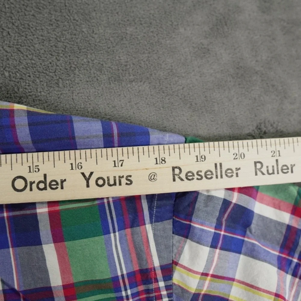Ralph Lauren Plaid Button Down Shirt Mens XL Blue‎ Custom Fit Preppy Red Pony